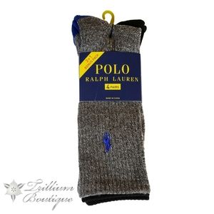 Polo Ralph Lauren Men's Socks 4 Pairs Sock Size 10-13 Fits Shoe Size 6-12.5 NWT